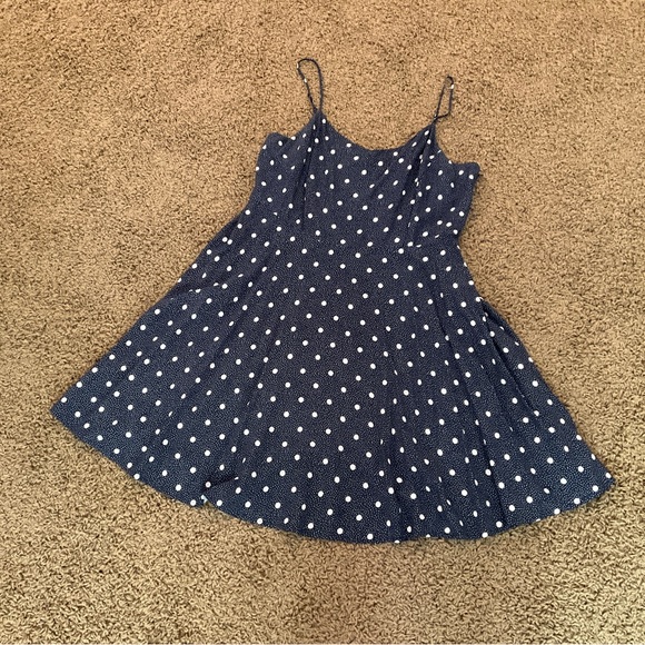 Navy Blue White Polka Dots Cami Swing Dress, Pin-Up, Rockabilly, 1950’s Retro🍒 - Picture 3 of 8